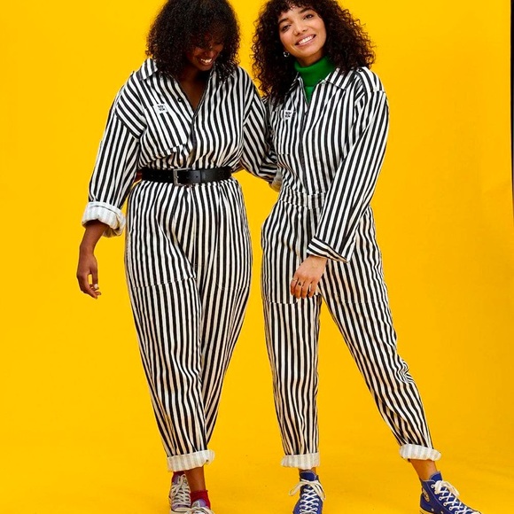 Lucy & Yak Pants - Lucy & Yak NWT Striped Black & White Boiler Suit
